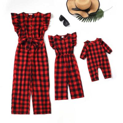 China 2022 Wholesale QUICK DRY Mommy and Me Girl Girl Matching Clothes Baby Gril Rompers Mother Daughter Family Playsuits Dress for sale