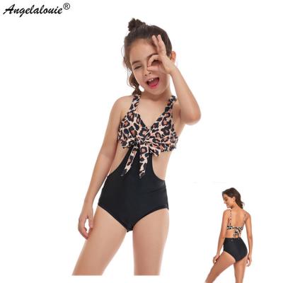 China Antibacterial High Waist Ruffle Tank Top Jumpsuit Parent-child Suspender Women And Girls Bikini Swimsuit Family Matching Split Swimwear for sale