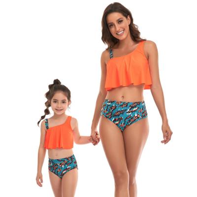 China Antibacterial Mother and Daughter Two Piece Swimwear Bathing Polyester Fiber Swimwear for Kids Girls Children Women Swimwear for sale