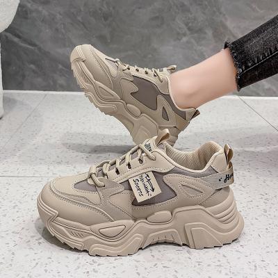 China Lace-up Quanzhou Jinjiang old daddy shoes female 2023 students all sports shoes street shot casual heightening shoes for sale