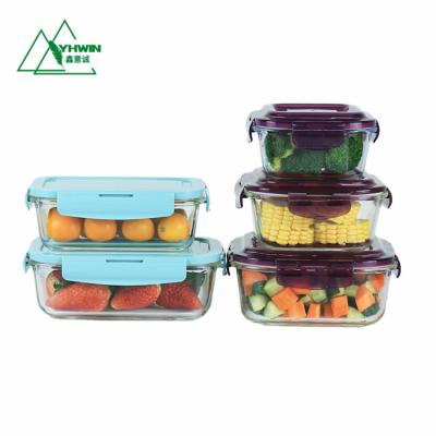 China Microwavable High Borosilicate Glass Food Storage Container Lunch Box Set for sale