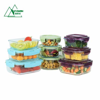 China 2021 Microwavable Borosilicate Glass Food Prep Storage Container With Airtight Lid for sale