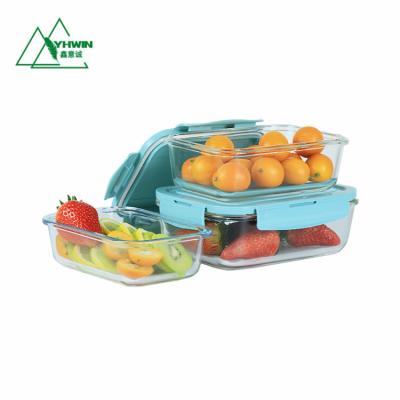 China Microwavable Glass Baby Food Container Lunch Box With Airtight Lock Lid for sale