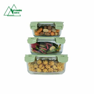 China Heatable Baby Glass Food Storage Container 3 Compartments Meal Prep Container for sale