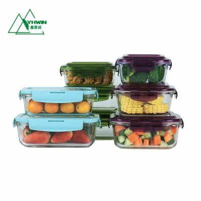 China Microwavable Borosilicate Glass Food Storage Container Set With Airtight Lid for sale