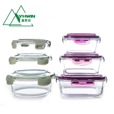 China Stored Microwave Food Container Food Grade Eco Friendly Glass Lunch Box With Divider for sale