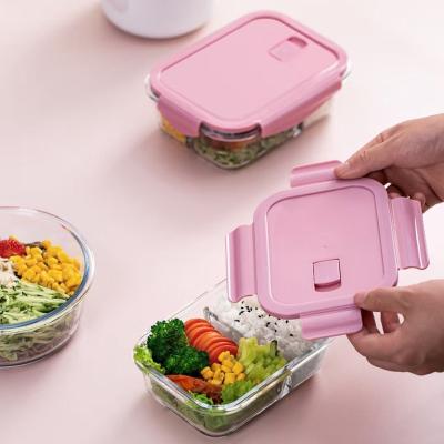 China Amazon Success Microwavable Cover Glass Food Storage Set Bamboo Containers for Kitchen for sale