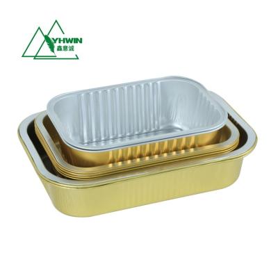 China Eco-friendly Food Grade Aluminum Foil Trays Containers Food Storage With Cover For Roasting Baking Grilling Cooking for sale