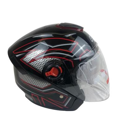 China Half Helmet Helmets Motorcycle Helmet Face With Double Lens With Black Tail LVS Mark for sale