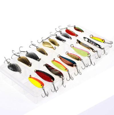 China 20pcs/set Metal Fishing Lure Bass Spoon Crank Bait Saltwater Fishing Hook Tackle Hard Lure Sequin Groundbaits Set for sale