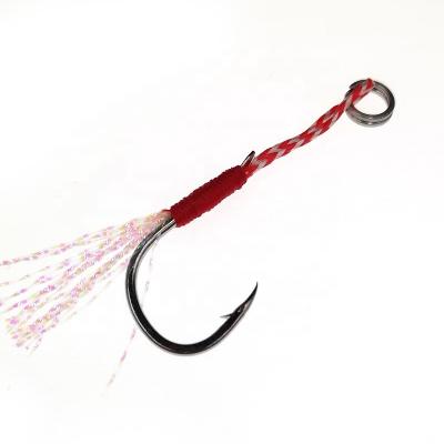 China High Carbon Steel Fishing Cast Bait Aid Hook Single Jig Barbed Hooks Wire Feather PESCA High Carbon Steel Forl Fishing Lure Slow Bait for sale