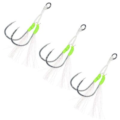 China Steel bkk fishing jig hooks casting jig helper hooks double to help basting hooks for sale