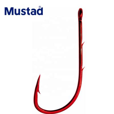 China Fish Hook Mustad Carbon Steel 92668 Live Bait Jig Double Back Barbed Carp Hooks Nickel Red Single Barbed Sea Fish Hooks for sale