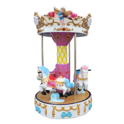 China 3 players fiberglass material amusement child ride machine coin pusher kiddie kiddie small carousel for sale for sale