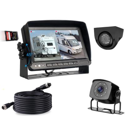 China *600 1024*RGB [3] Vehicle Camera Housing With 7 Inch Monitor And DVR For RV Semi Truck Trailer Vehicle Control System Camera 4 Split Screen for sale