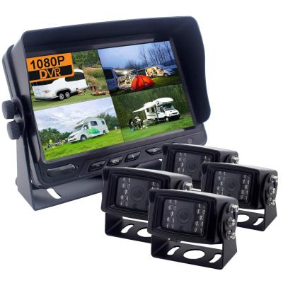 China Full HD 1080P 1080*600 RGB Camera System 7 Inch 4 Split Screen Digital Backup Monitor With DVR Recording IP69 1080P Night Vision Car Camera for sale