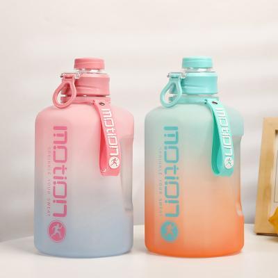 China Stocked Fitness Gym Sports Water Jug Gallon Motivational Plastic Water Bottle With Time Marker Straw for sale