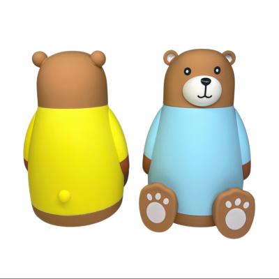 China Viable Creative Cartoon Cute Bear Glass Bottle With Lid Kids School Gift Drinking Cup Custom Logo for sale