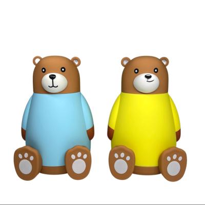 China Viable Creative Cute Cartoon Bear Glass Water Bottle With Logo Straw School Drinking Cup Custom for sale