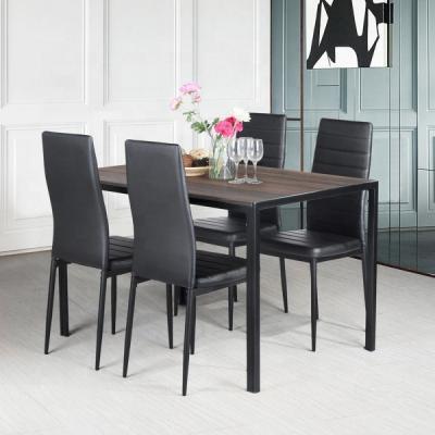 China Dining Room Sets RTS EU USA Dining Table Dining Room Furniture Black Rectangle Large Espresso Modern Metal Base Rectangular Wood Table for sale