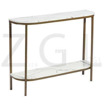 China Fashion design Nordic modern luxury contracted marble top aureate living room decorate porch step leg gold console table for sale