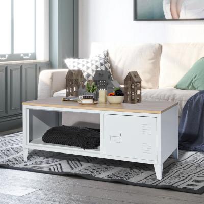 China Storage Function DROPSHIP OK US/CA Industrial Coffee Side Table in Metal and MDF for sale