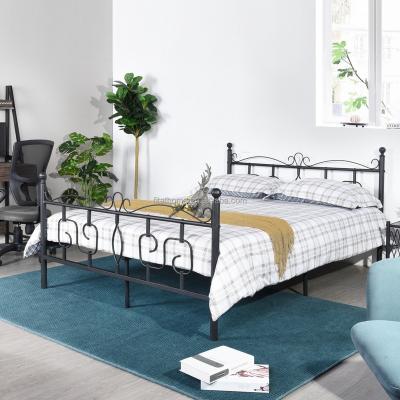 China Other OEM Strong Metal Double Bed Black Frame 190x140cm Mattress Size Bite Style Hang Down Support EU USA Dropship Mattress Excluded for sale