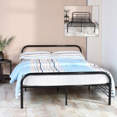 China Other morden style OEM metal double bed black frame 190x140cm strong mattress size heart design dismantle support EU USA dropship for sale