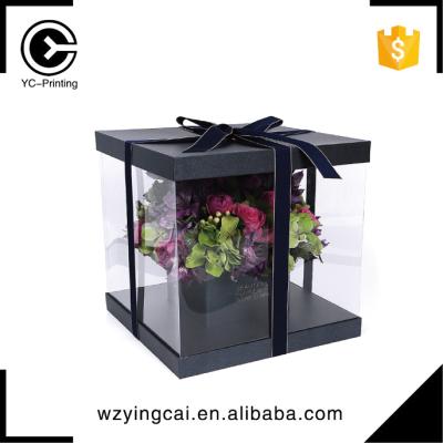 China Recycled Valentine's Day Gift Mother's Day Tray PVC Materials Mounted Flowers Packaging Boxes for sale