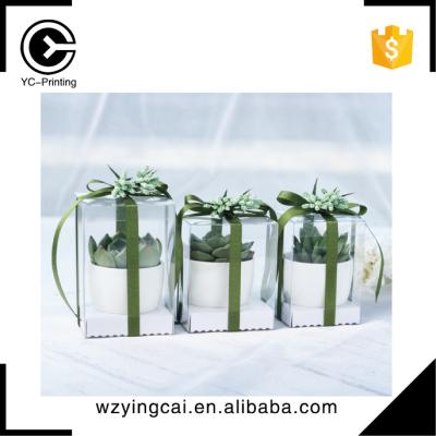 China Recycled PVC Materials Elegant Pot Succulent Plants Transparent Flowers Packaging Boxes for sale