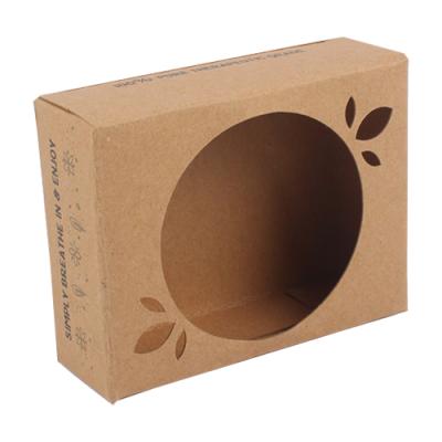 China Recycled Materials Recycled Kraft Paper Slider Brown Gift Packaging Boxes Foldable Kraft Paper Box With Window for sale