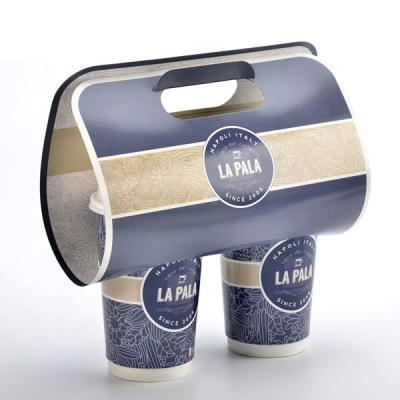 China Recyclable Coffee Cup Carrier , Take Away Kraft Material Cup Holder for sale