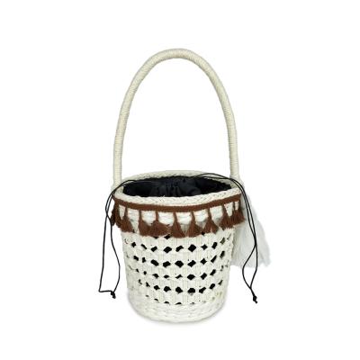 China Others Hot Selling Custom Ladies Hollow Out Straw Bucket Bag Wholesale Casual Shoulder Bags for sale