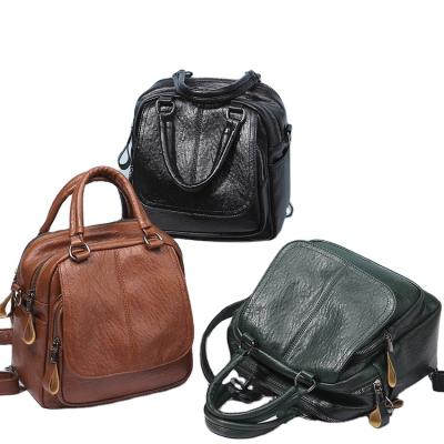 China Other Factory Wholesale PU Leather Backpack Solid Color Woman Mini Backpack Casual Bag for sale