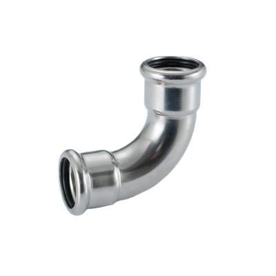 China Plumbing Materials Stainless Steel Press Pipe Fittings M Profile 90 Degrees Elbow for sale