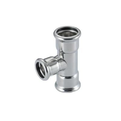 China Stainless Steel 304 316L Water Supply Pipe Press Fittings EN10312 Reducing Tee for sale