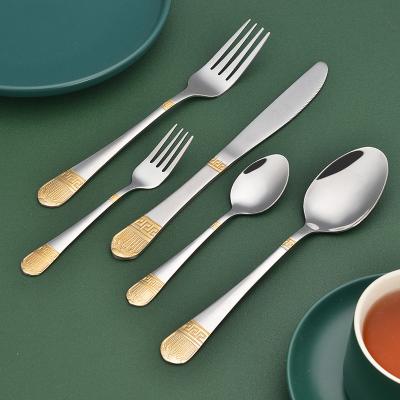 China Sustainable Crown Design Stainless Steel Fork Knife And Spoon Set Stainless Steel Flatware for sale