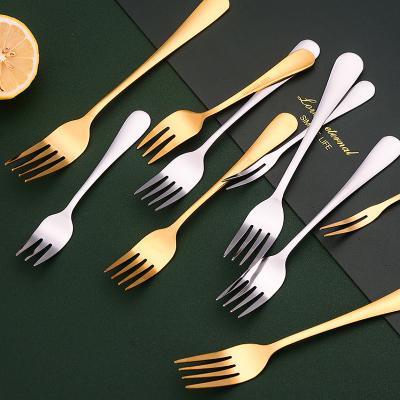 China Viable factory supply direct stainless steel gold fruit forks stainless steel dessert fork for sale