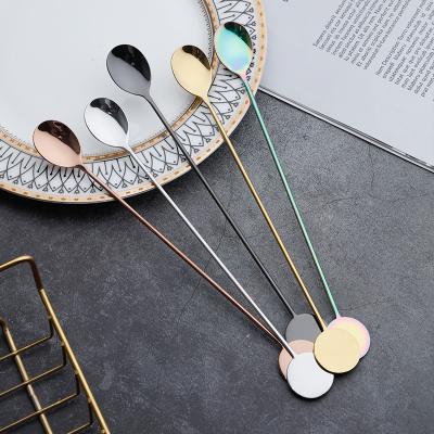 China Viable Factory Direct Mutli-color 304 Stainless Steel Spoon Mixing Handle Long Stirring Cocktail Spoon for sale