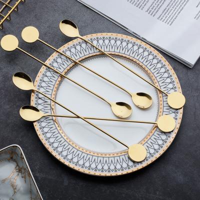 China Long Lasting High Quality Stainless Steel Bar Stirring Spoon Gold Mixing Spoon for sale