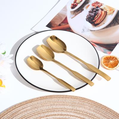 China Factory Viable Square China Gold Head Scoop Spoon 304 Stainless Steel Ice Cream Dessert Spoon for sale