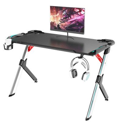 China (Size) Adjustable OEM Designs Red PC Black Computer Desk Table R Shaped Stand Up Gaming Desktop Computer Workstation for sale