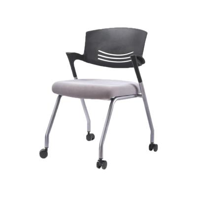 China Durable Modern Ergonomic Foldable Folding Conference Room Visitor Chair Stackable Meeting Table Chairs Folding Chair With Notepad for sale