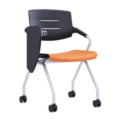 China Durable Ergonomic Collapsible Training Conference Room Office Folding Tables With Chairs Ergonomic Folding Chair With Notebook Table for sale