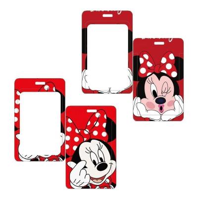 China Fashion Cartoon Mouse ID Card Cover Badge Holder Sliding Multiple Names Cardboard Poster Holders Advertising In Show Work Name Tag Public Transport For Kids for sale