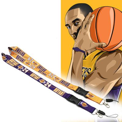 China NBA Kobe Bryant Memorial Los Angeles Lakers Nylon Basketball Lanyard With Detachable Buckle Neck Lanyards For Cell Phone Card Holder for sale