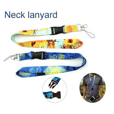 China Polyester Van Gogh Neck Lanyard Keys ID Holder Strap Cell Phones Cameras Bags Accessories Detachable Lanyards With Quick Release Buckle for sale