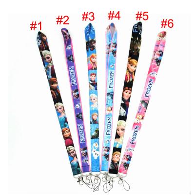 China Cute Silk Cartoon Frozen Princess Lanyards Keychains Gift Anna Elsa Lanyards Card Phone Accessories For Girls Wholesale for sale