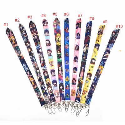 China Demon Slayer Silk Lanyard Id Holder Keys String Straps Wallet Cell Phone Bags Bulk Keychains Lanyards Fans Gift for sale