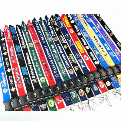 China Nylon in Key Chain Running Football Teams Lanyard Fans Promotional Neck NFL Strap Nylon Lanyards for Phone Camera ID Card Holder for sale